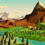 river-between-green-forest-with-brown-mountain-in-background